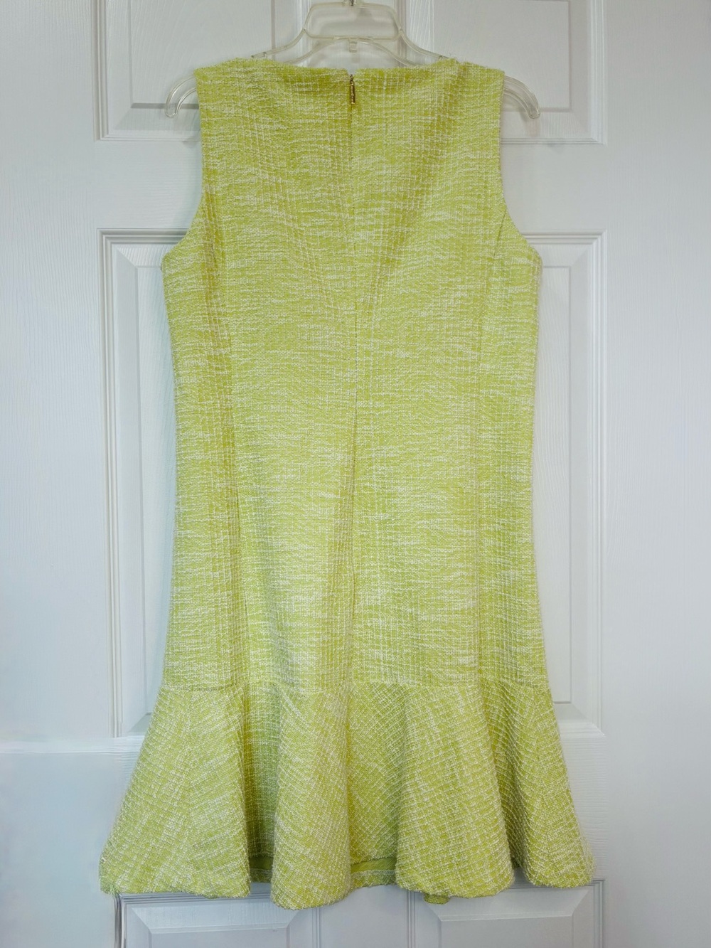Karl Lagerfeld Tweed Dress Womens 12 Boucle Green Cream Old Money Fashion Office - Picture 3 of 13
